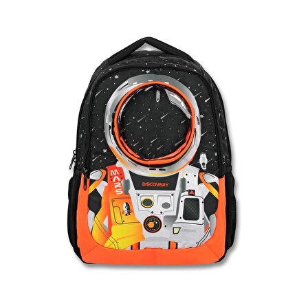 Cennec Siyah-turuncu Astronot Baskılı Ilkokul Çantası - Ümit Çanta